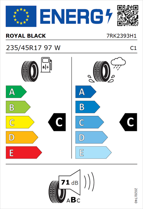 Tyre Label for Royal Black Explorer 235/45R17 97W